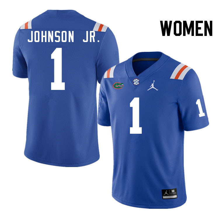 Women #1 Montrell Johnson Jr. Florida Gators College Football Jerseys Stitched-Throwback